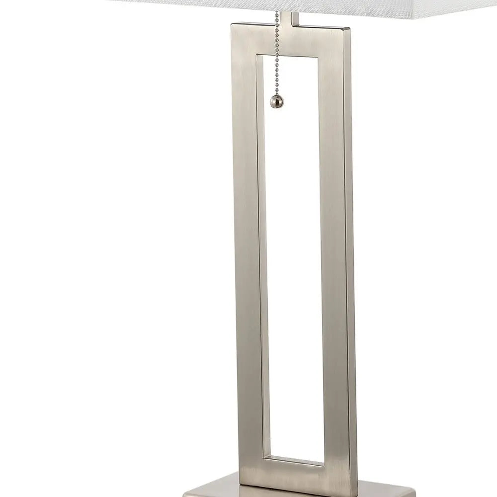 Set of Two 29" Nickel Table Lamps LED With Shades HomeRoots