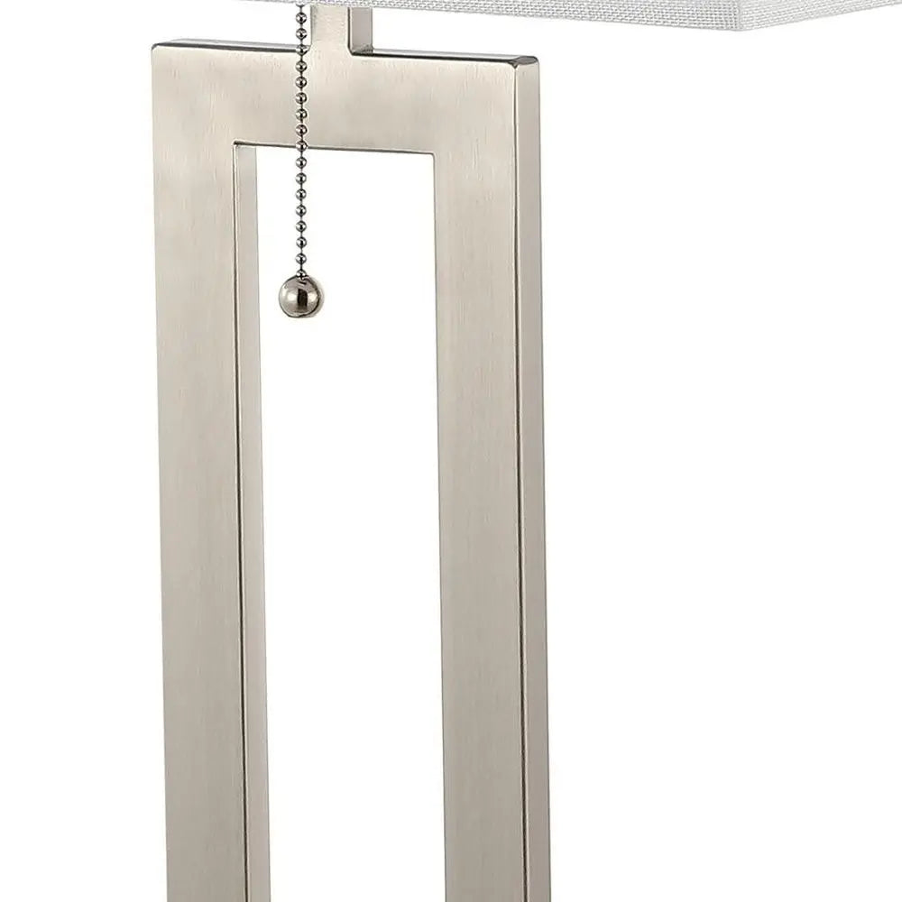 Set of Two 29" Nickel Table Lamps LED With Shades HomeRoots