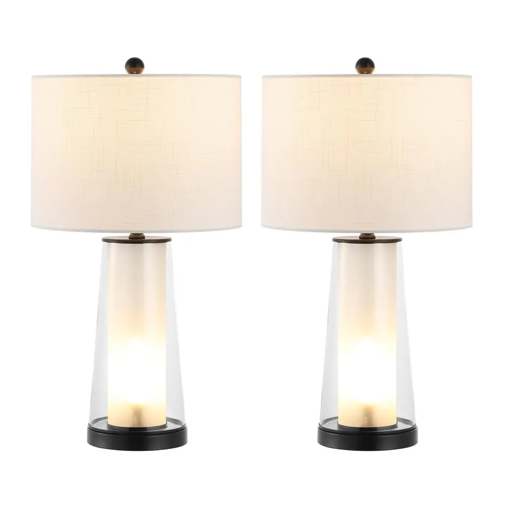 Set of Two 26" Antiqued Bronze Lighthouse Table Lamps LED With Drum Shades HomeRoots