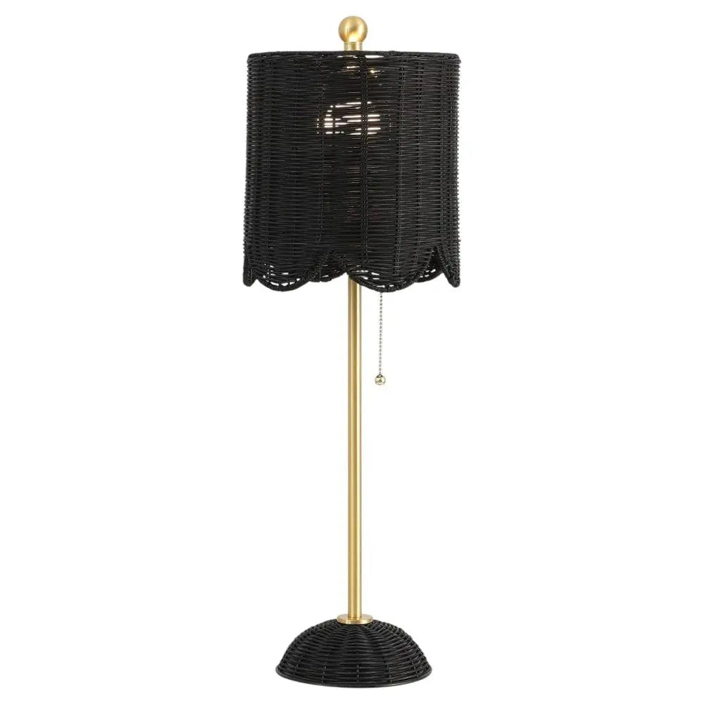 Set of Two 28" Black Table Lamps LED With Drum Shades HomeRoots