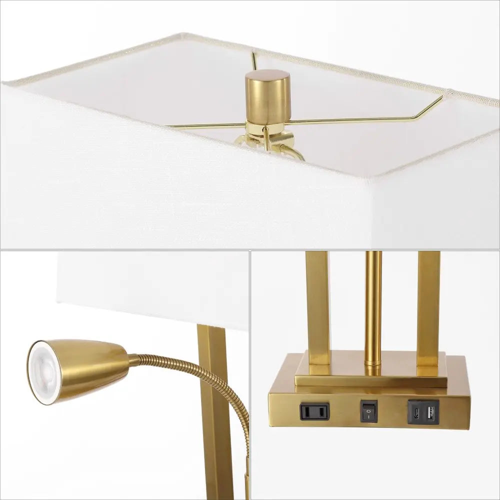 24" Gold Swing Arm Novelty Table Lamp LED With Shade HomeRoots