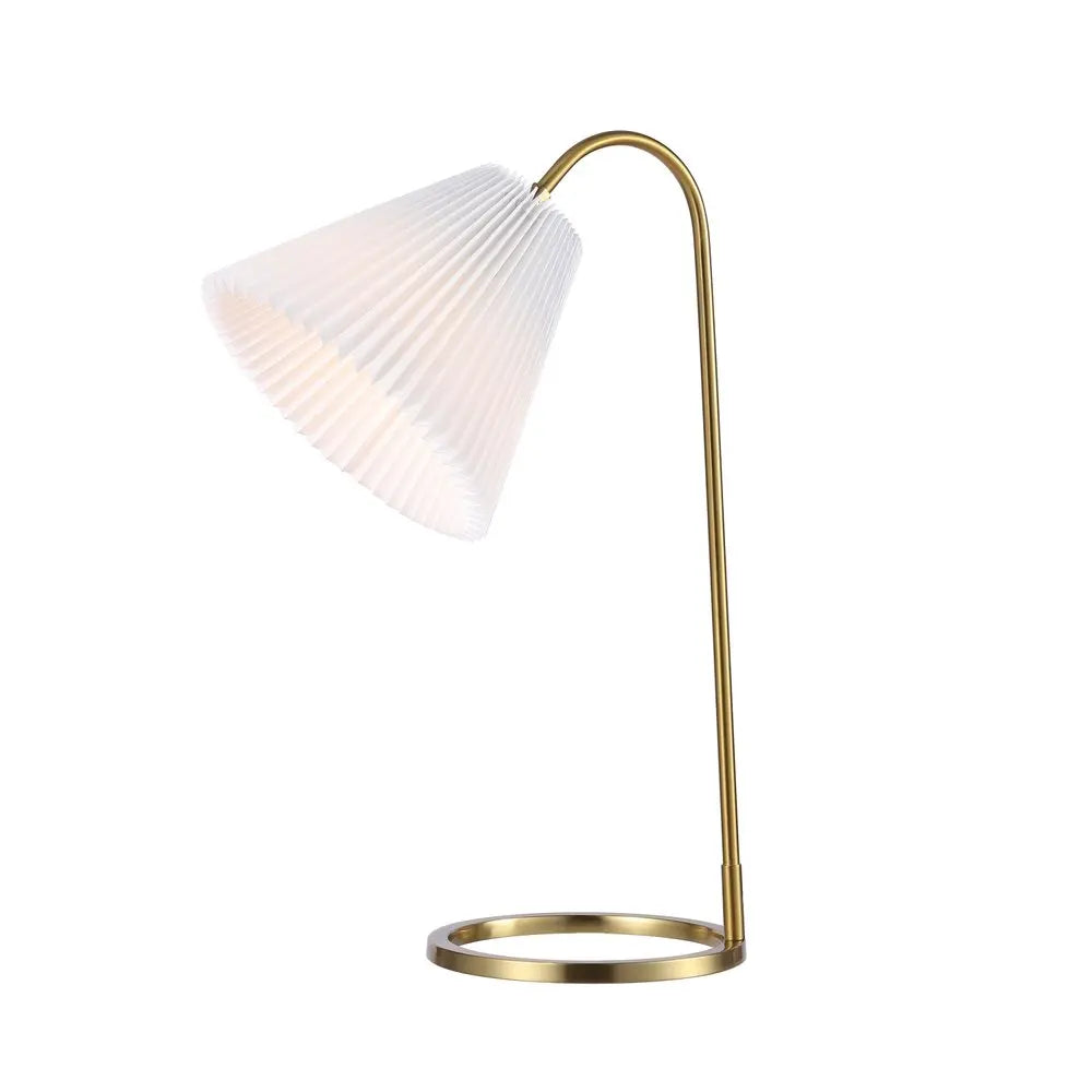 22" Gold Swing Arm Geometric Table Lamp LED With Empire Shade HomeRoots