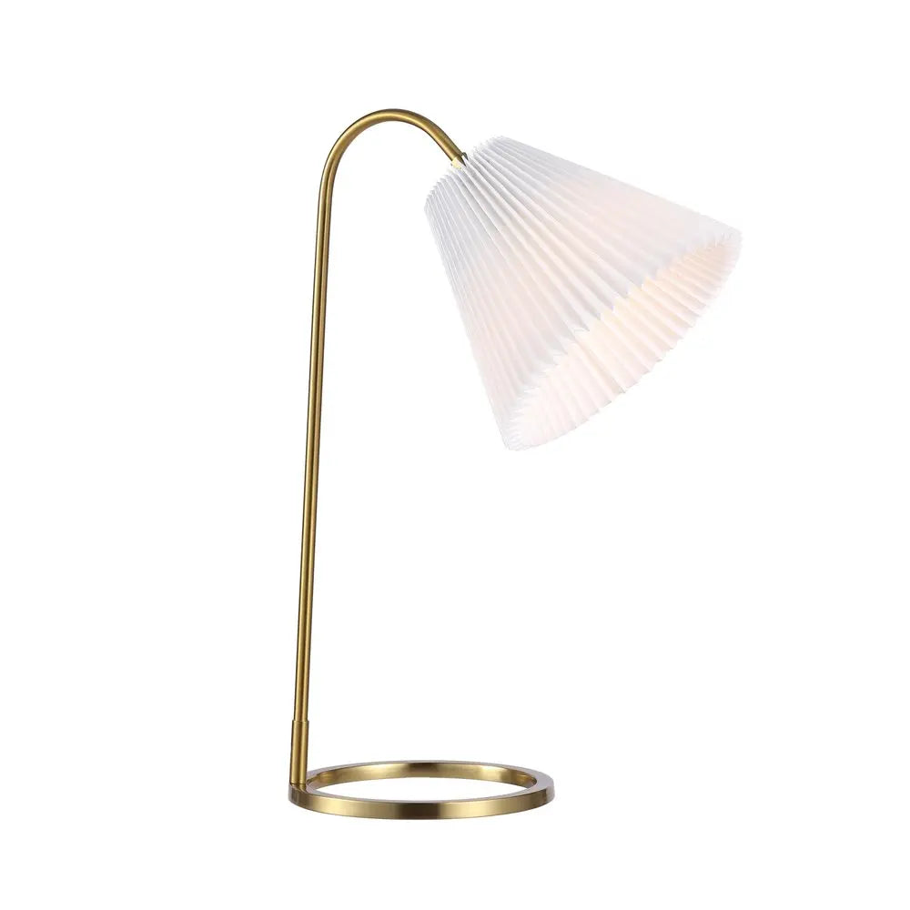22" Gold Swing Arm Geometric Table Lamp LED With Empire Shade HomeRoots