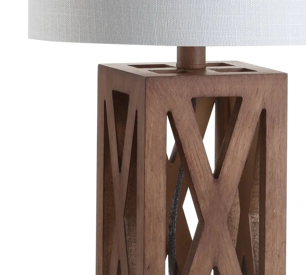 22" Brown Table Lamp LED With Drum Shade HomeRoots