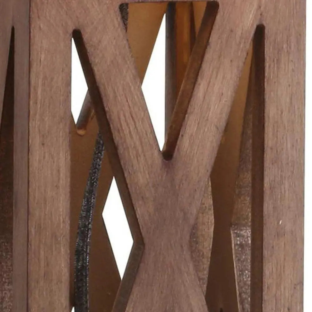 Set of Two 22" Brown Table Lamps LED With Drum Shades HomeRoots