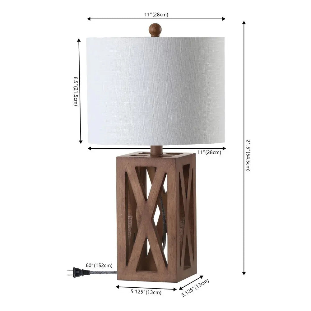 Set of Two 22" Brown Table Lamps LED With Drum Shades HomeRoots