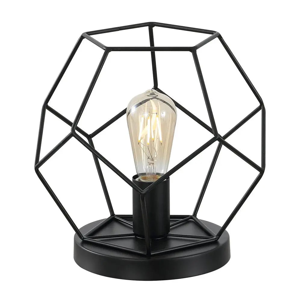 10" Black Geometric Table Lamp LED HomeRoots