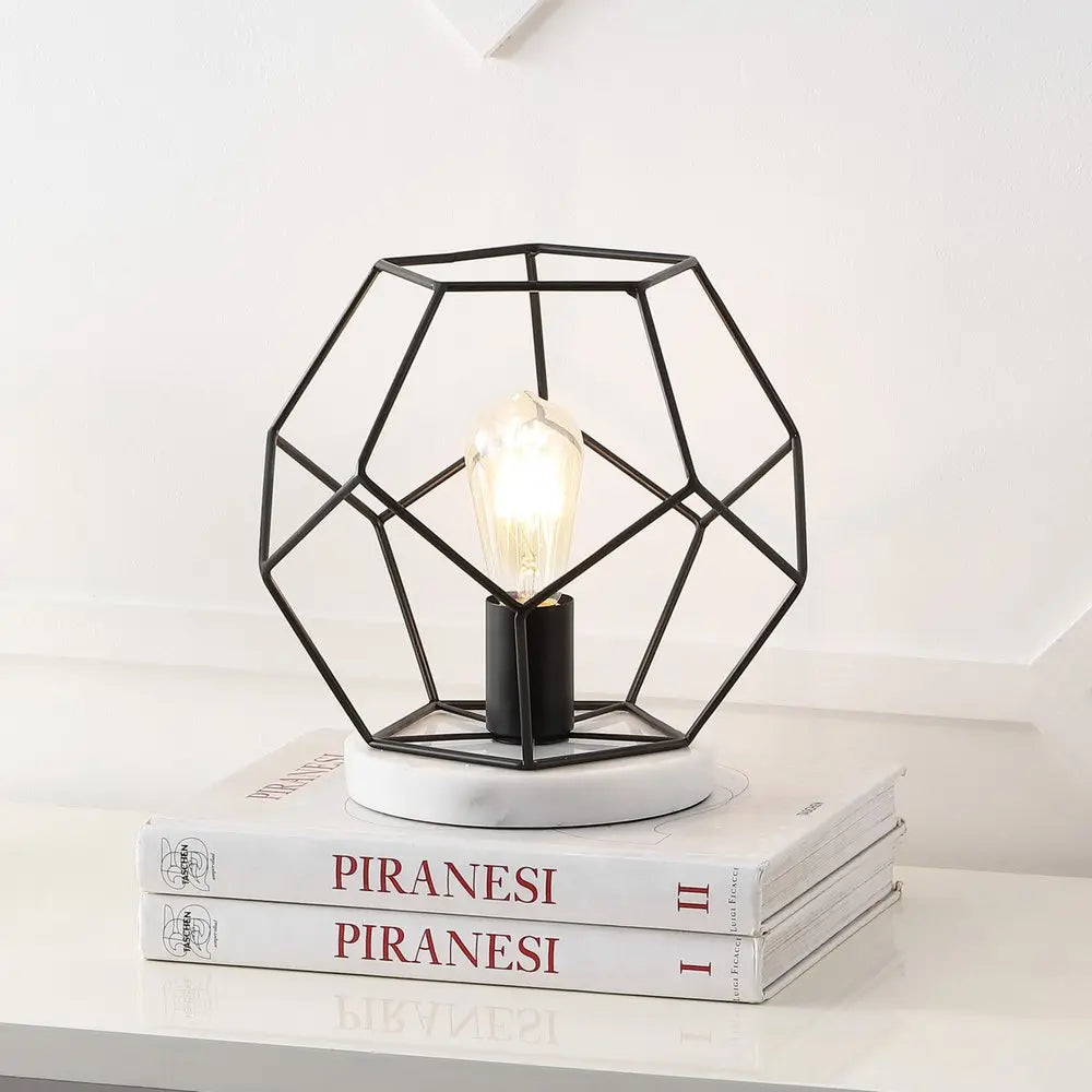 10" White Geometric Table Lamp LED HomeRoots