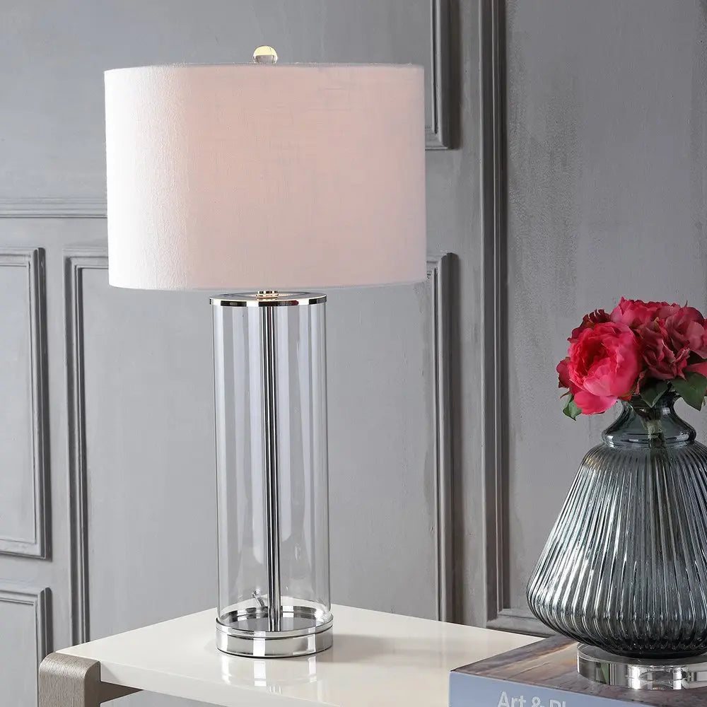 29" Silver Novelty Table Lamp LED With Drum Shade HomeRoots