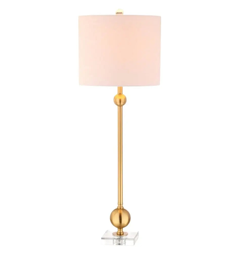 Set of Two 35" Clear Novelty Table Lamps LED With Drum Shades HomeRoots
