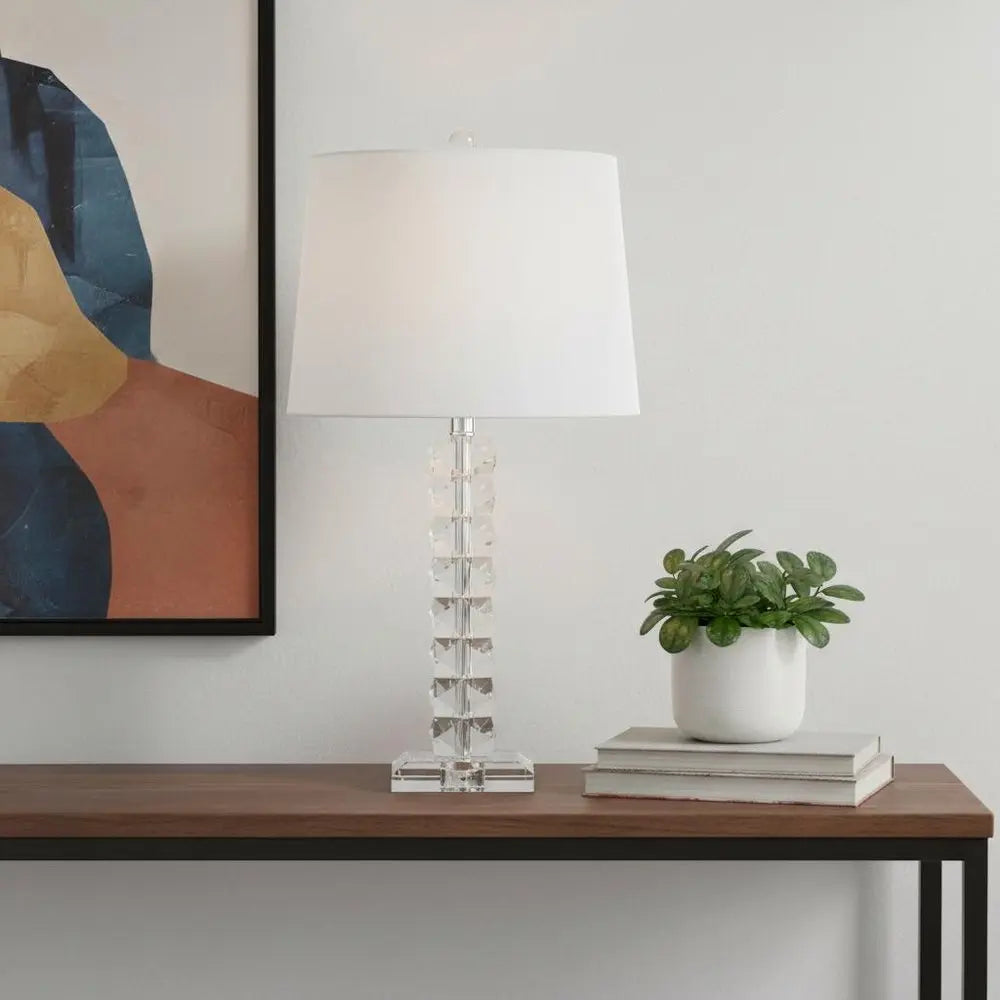 26" Clear Novelty Table Lamp LED With Drum Shade HomeRoots