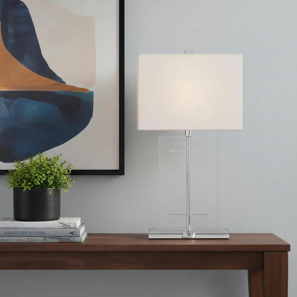 26" Clear Novelty Table Lamp LED With Drum Shade HomeRoots