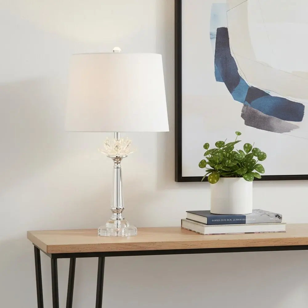 25" Clear Novelty Table Lamp LED With Drum Shade HomeRoots