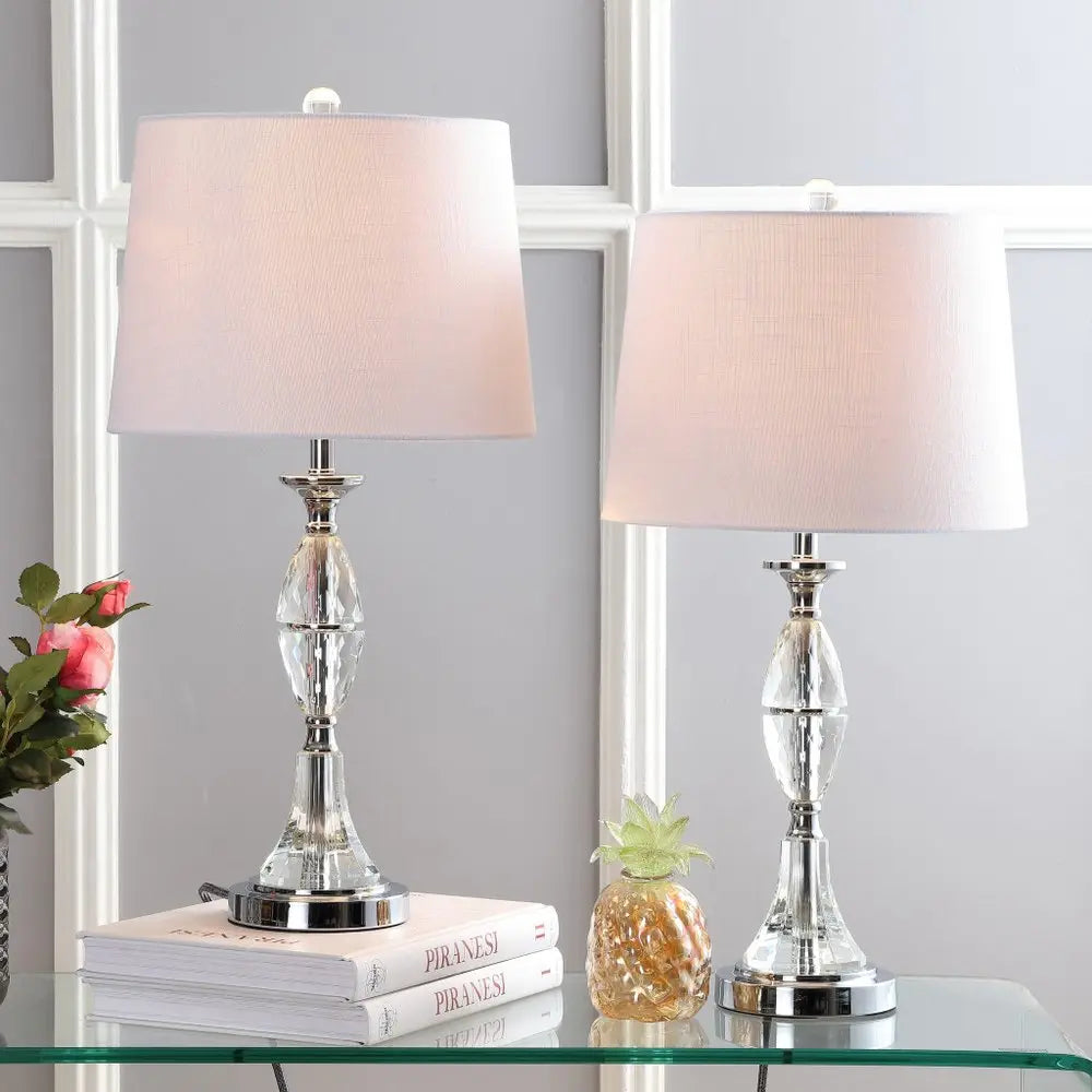 Set of Two 26" Silver Novelty Table Lamps LED With Drum Shades HomeRoots
