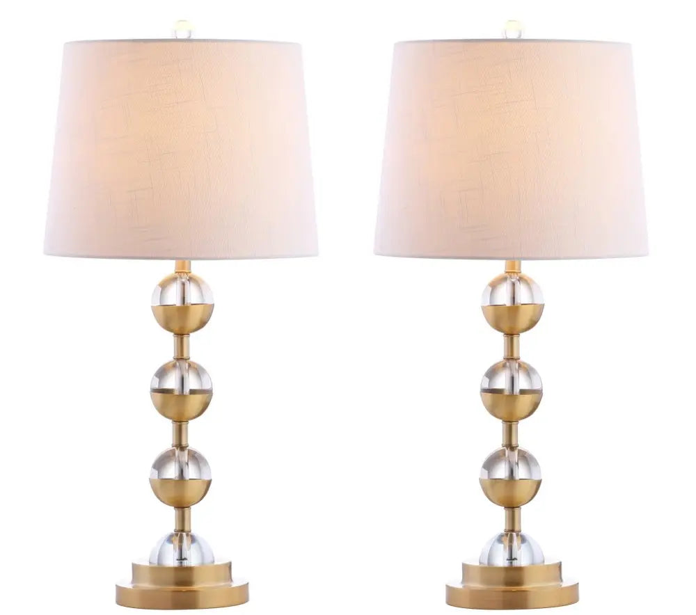 Set of Two 28" Gold Novelty Table Lamps LED With Drum Shades HomeRoots