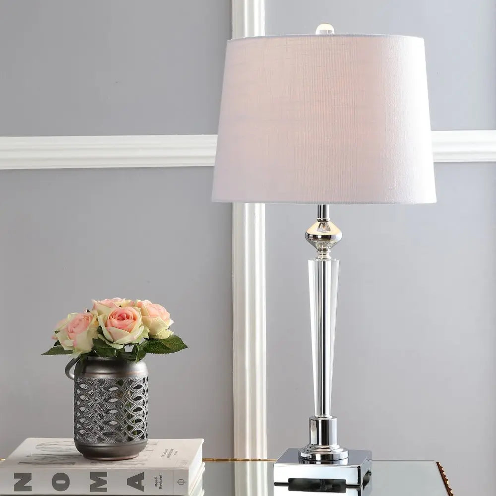 28" Silver Novelty Table Lamp LED With Drum Shade HomeRoots