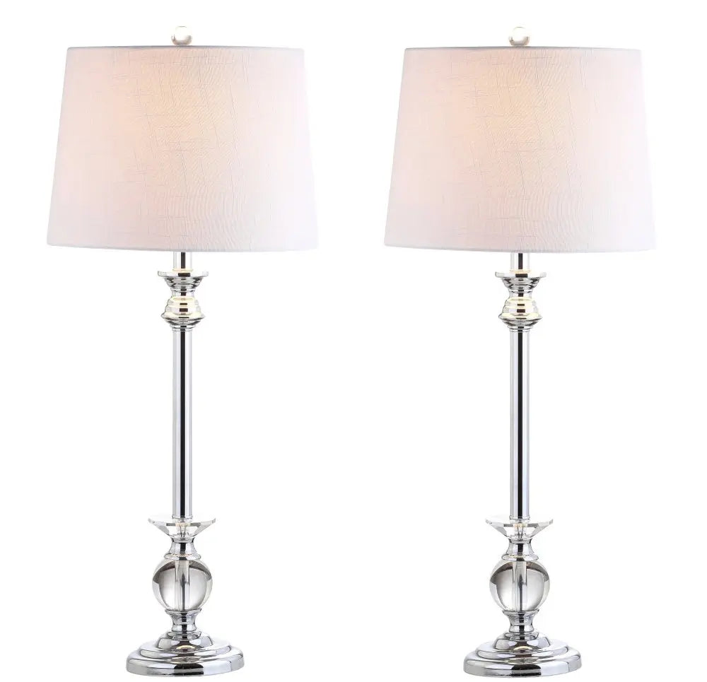 Set of Two 33" Silver Novelty Table Lamps LED With Drum Shades HomeRoots