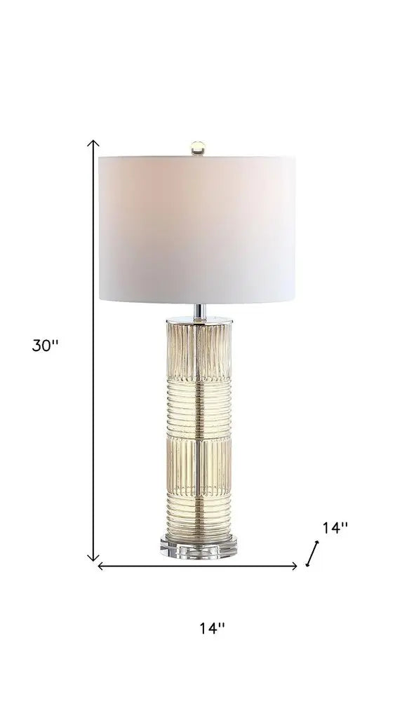 30" Clear Novelty Table Lamp LED With Drum Shade HomeRoots
