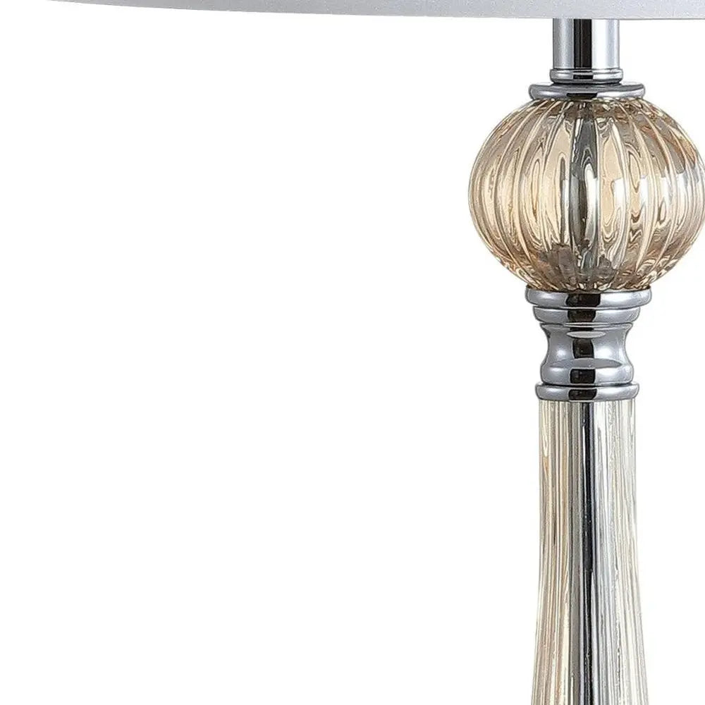Set of Two 33" Champagne Novelty Table Lamps LED With Globe Shades HomeRoots