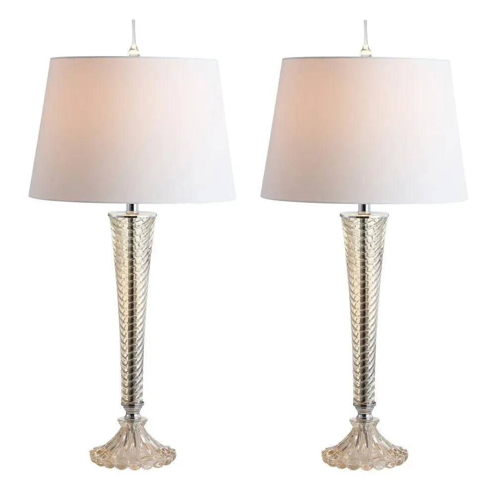 Set of Two 32" Champagne Novelty Table Lamps LED With Globe Shades HomeRoots