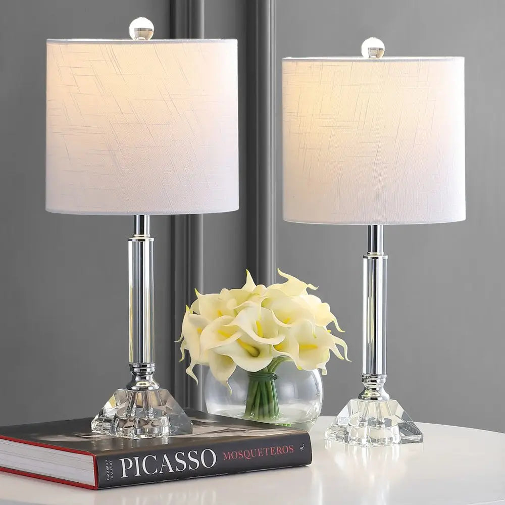 Set of Two 20" Clear Novelty Table Lamps LED With Globe Shades HomeRoots