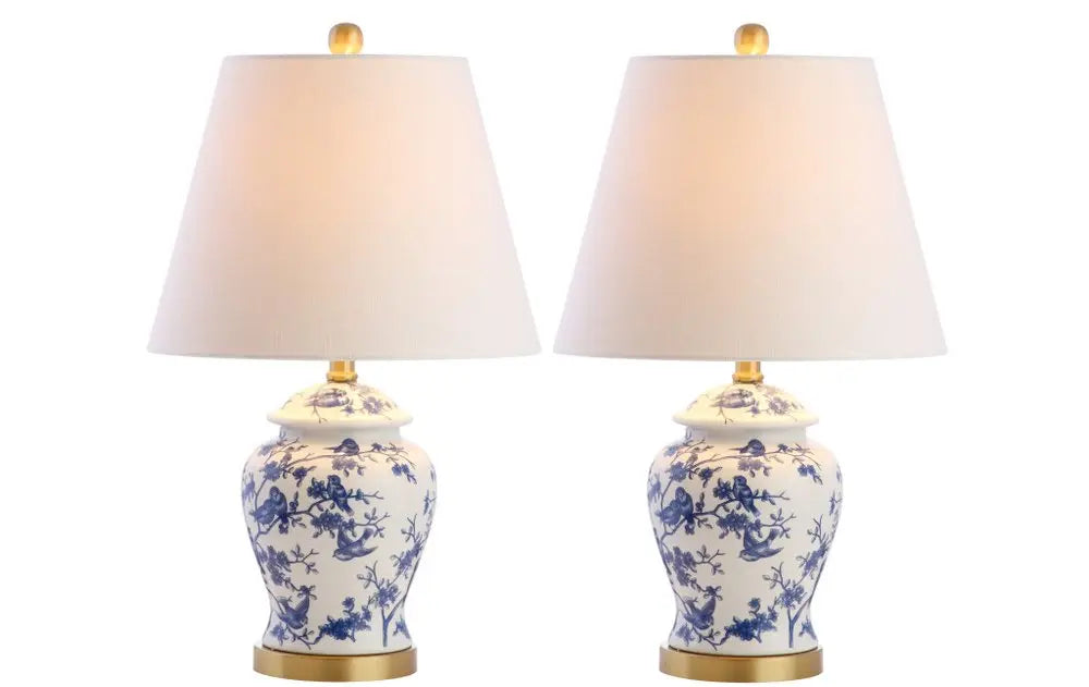 Set of Two 22" Gold Urn Table Lamps LED With Empire Shades HomeRoots