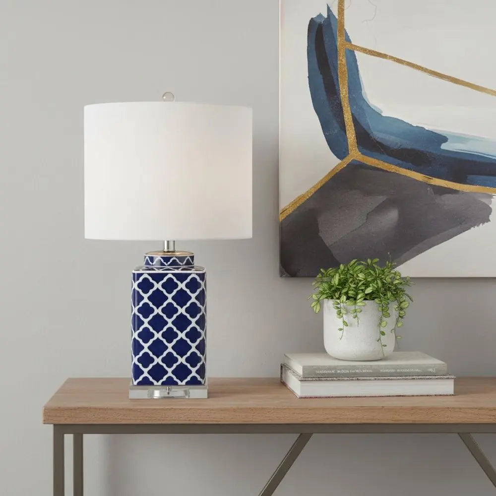 23" Clear Novelty Table Lamp LED With Drum Shade HomeRoots