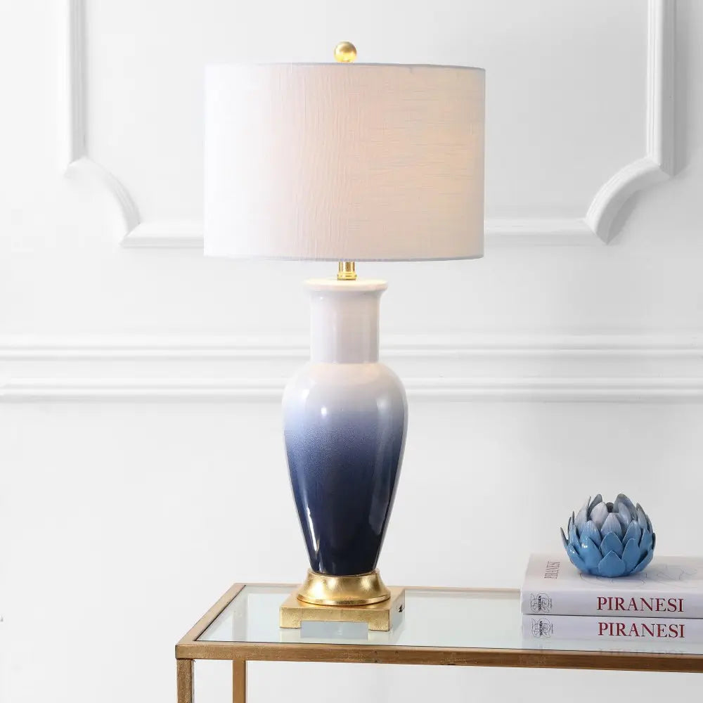 32" Gold Novelty Table Lamp LED With Drum Shade HomeRoots