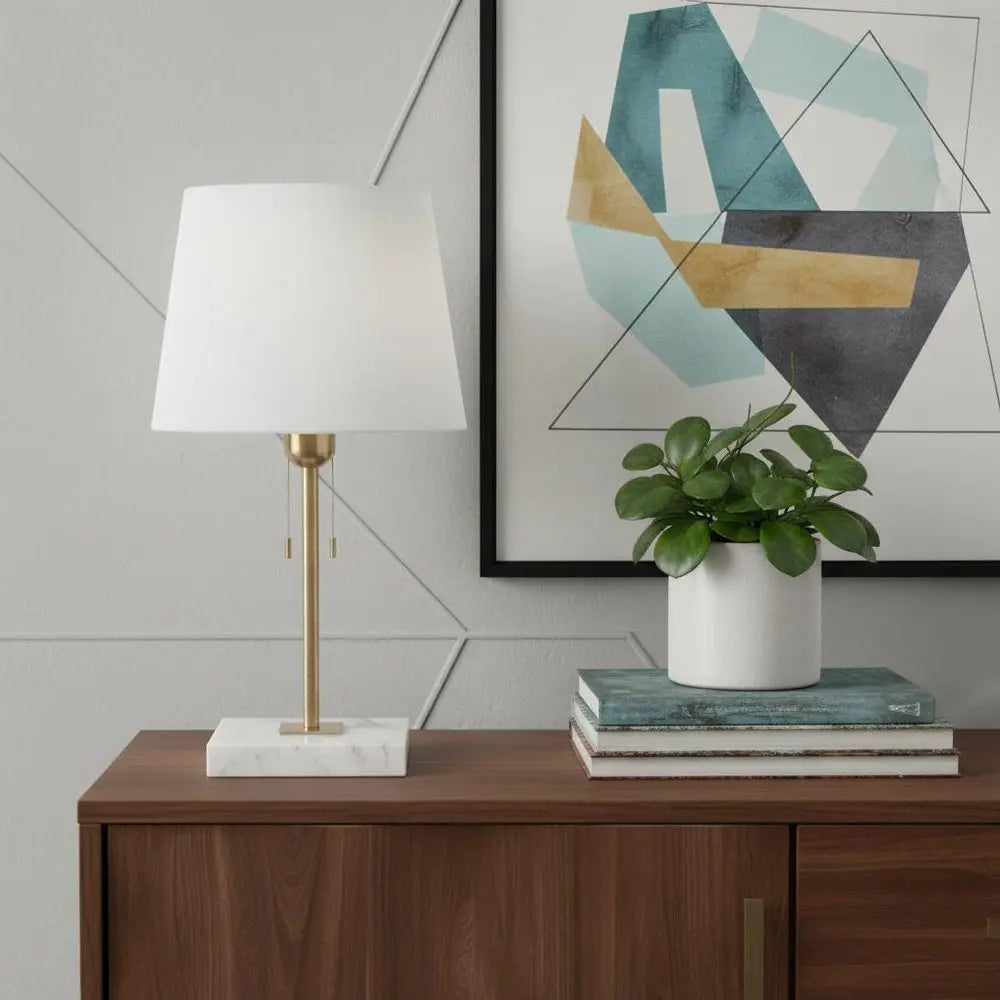 31" White Novelty Table Lamp LED With Drum Shade HomeRoots