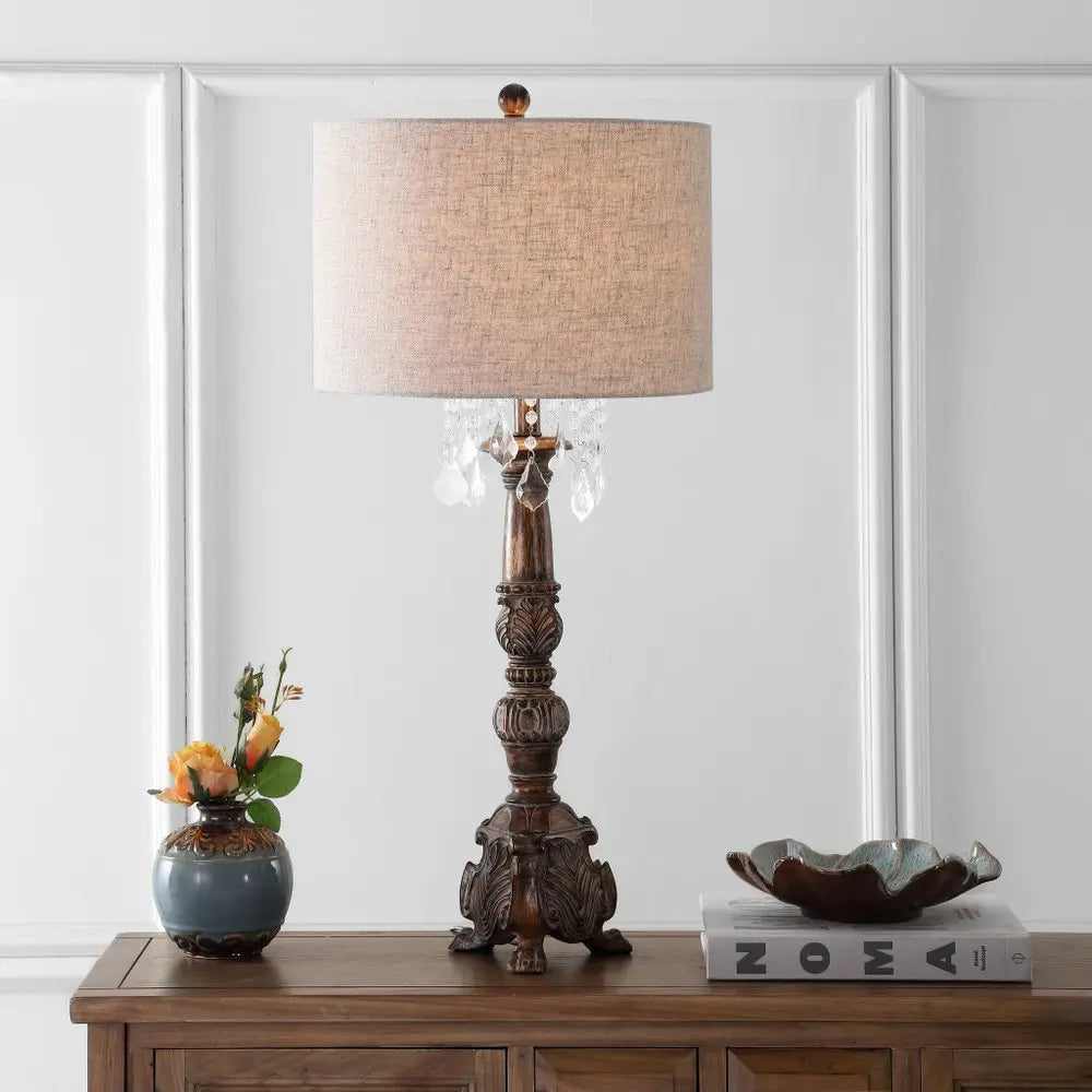 34" Brown Novelty Table Lamp LED With Drum Shade HomeRoots