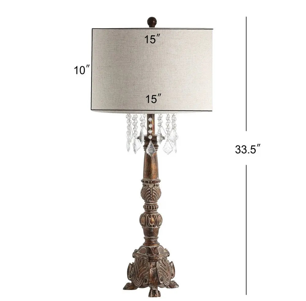 34" Brown Novelty Table Lamp LED With Drum Shade HomeRoots