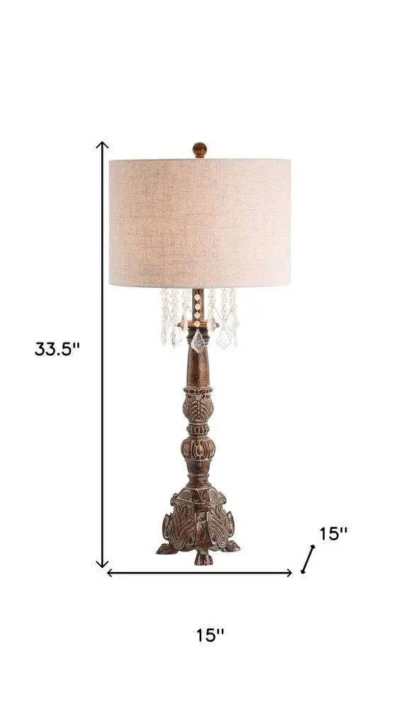 34" Brown Novelty Table Lamp LED With Drum Shade HomeRoots