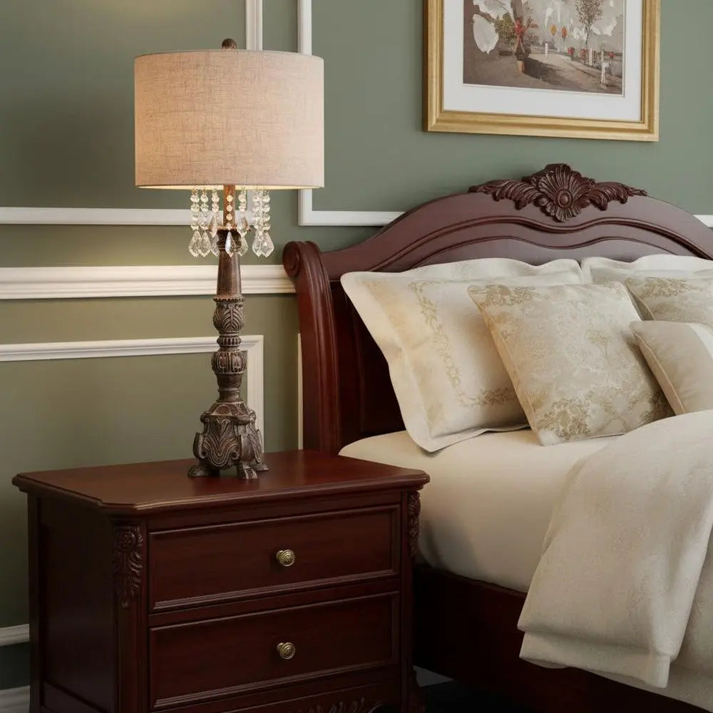 34" Brown Novelty Table Lamp LED With Drum Shade HomeRoots