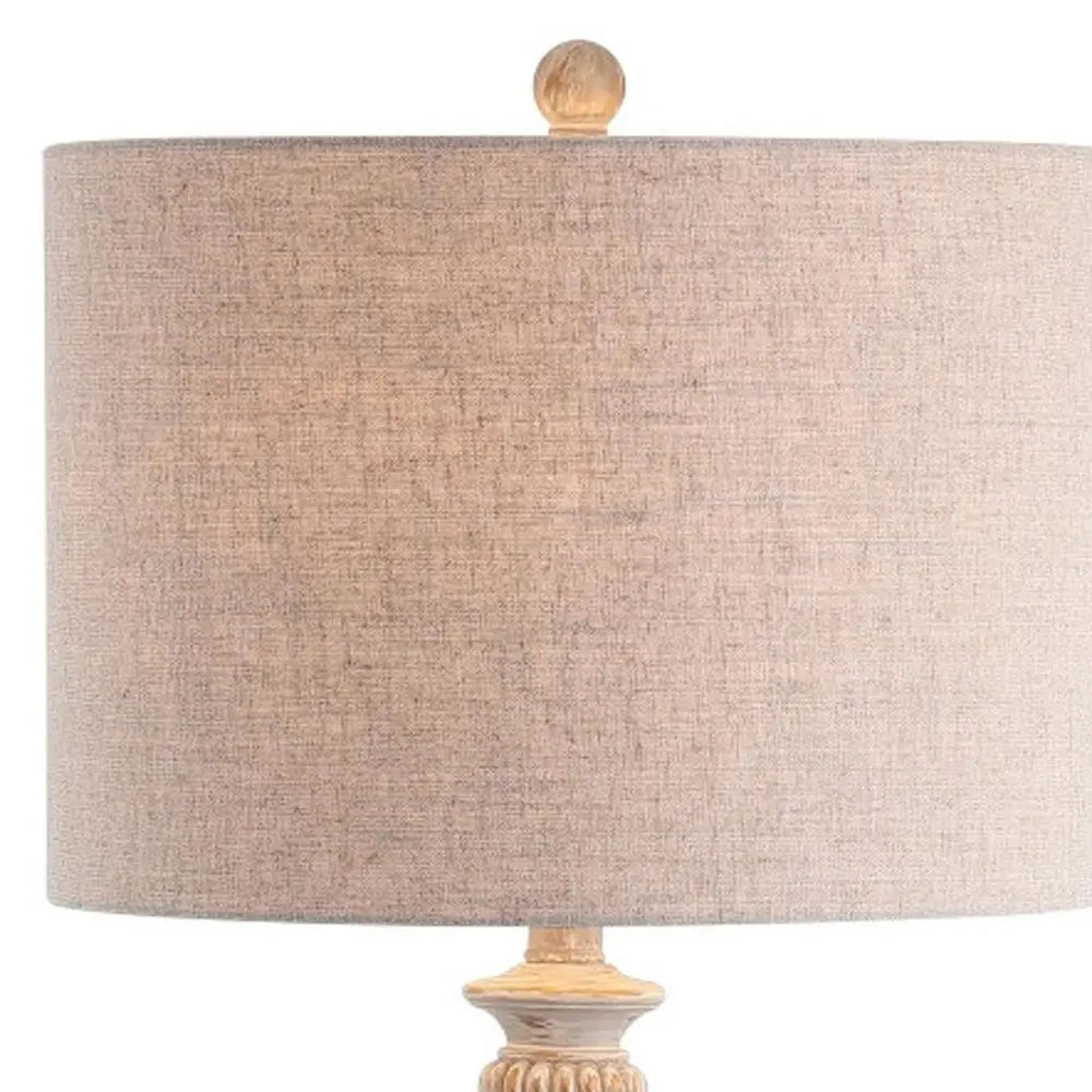 33" White Novelty Table Lamp LED With Globe Shade HomeRoots