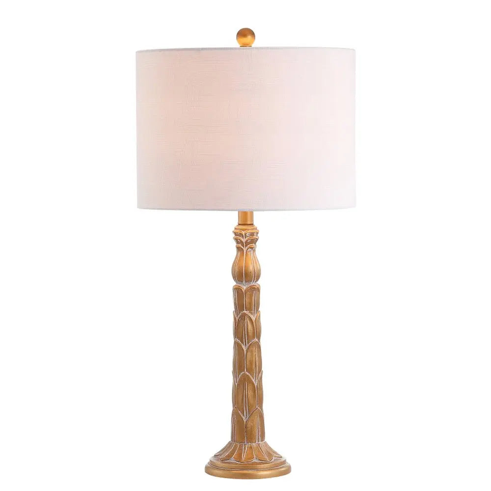 29" Antiqued Gold Novelty Table Lamp LED With Drum Shade HomeRoots