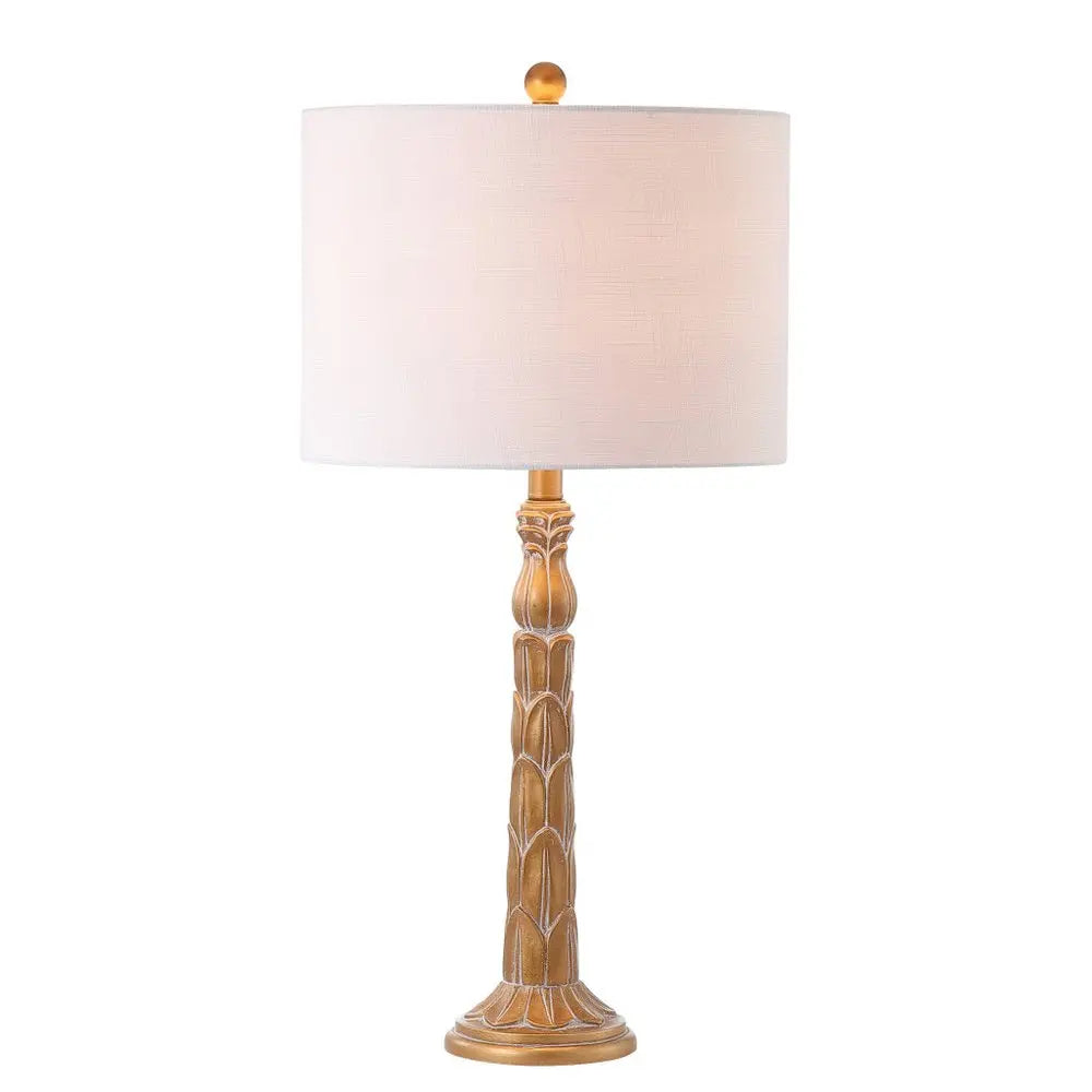 29" Antiqued Gold Novelty Table Lamp LED With Drum Shade HomeRoots
