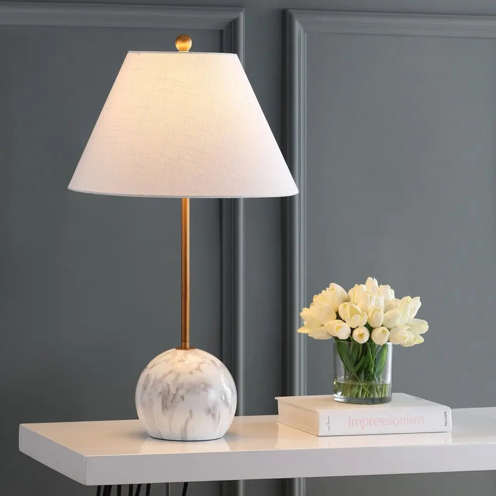 29" White Novelty Table Lamp LED With Globe Shade HomeRoots