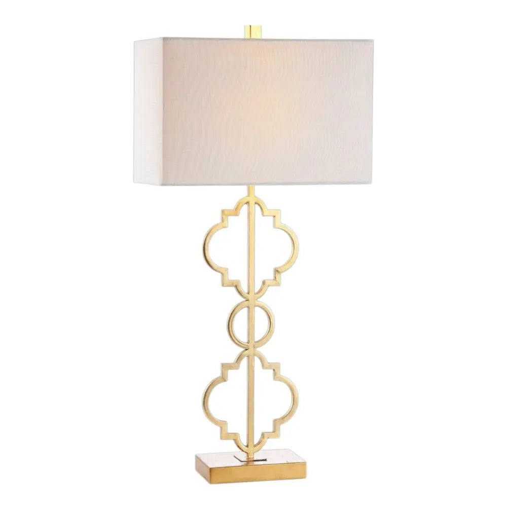 32" Gold Geometric Table Lamp LED With Shade HomeRoots