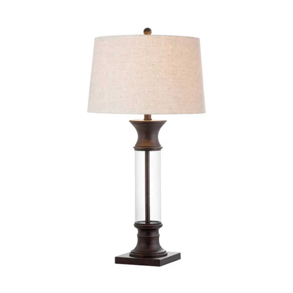 Set of Two 32" Bronze Novelty Table Lamps LED With Drum Shades HomeRoots