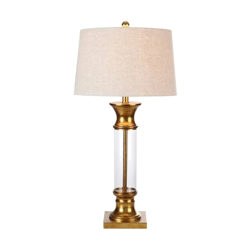 Set of Two 32" Gold Novelty Table Lamps LED With Drum Shades HomeRoots