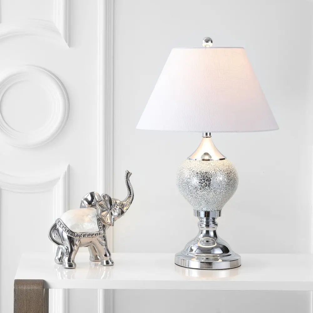 27" Silver Novelty Table Lamp LED With Empire Shade HomeRoots
