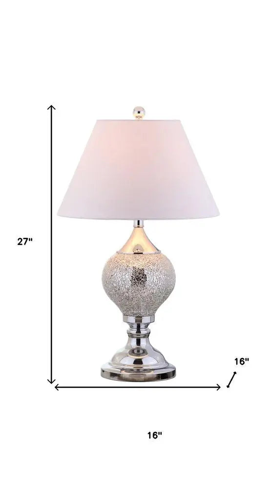 27" Silver Novelty Table Lamp LED With Empire Shade HomeRoots