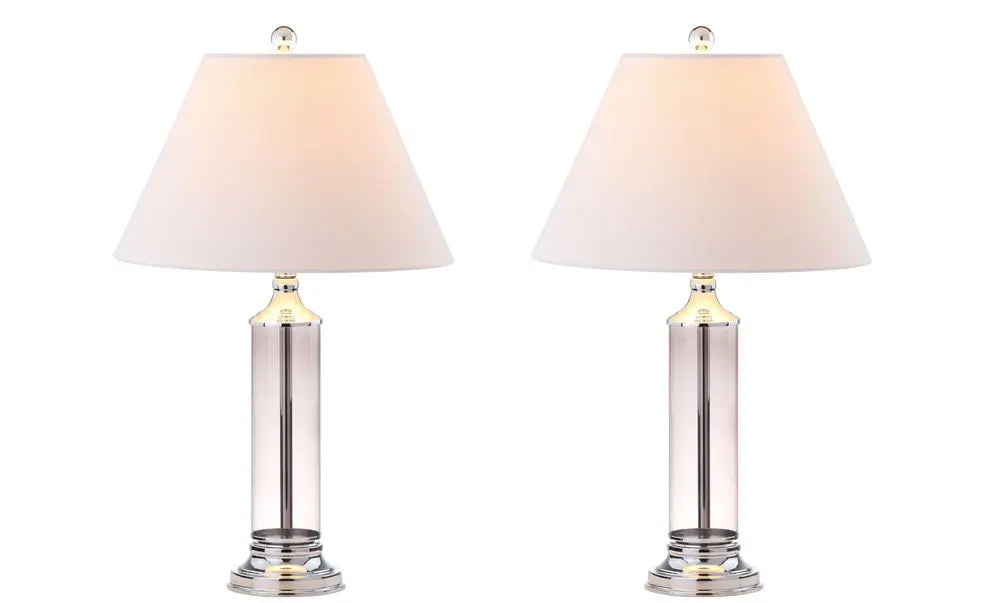 Set of Two 29" Silver Novelty Table Lamps LED With Empire Shades HomeRoots