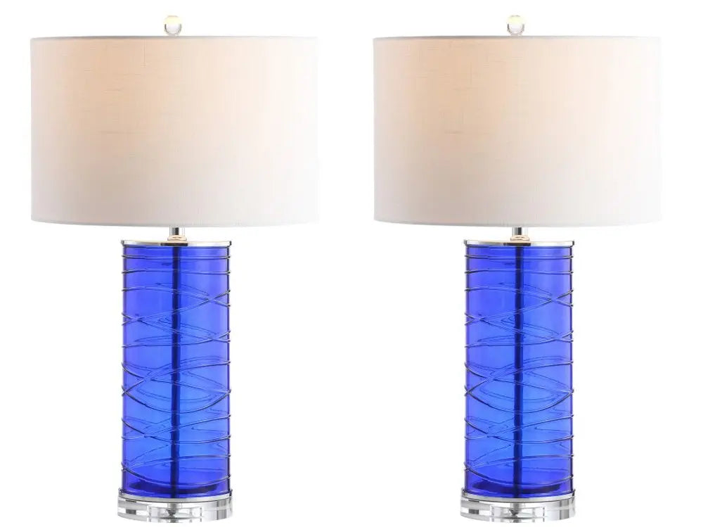 Set of Two 28" Clear Novelty Table Lamps LED With Globe Shades HomeRoots