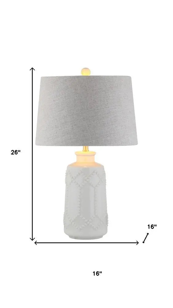 26" Cream Novelty Table Lamp LED With Drum Shade HomeRoots