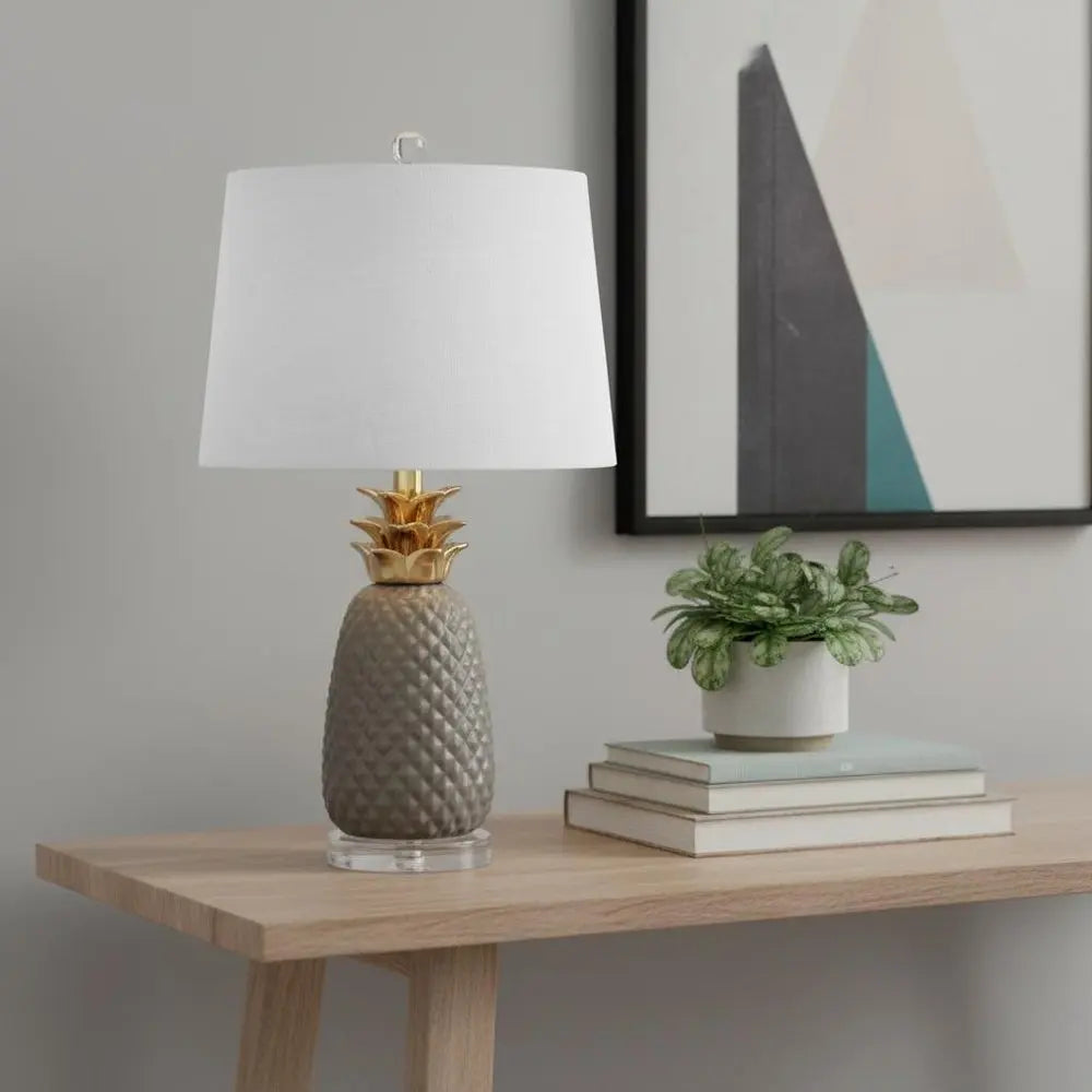 23" Clear Novelty Table Lamp LED With Drum Shade HomeRoots