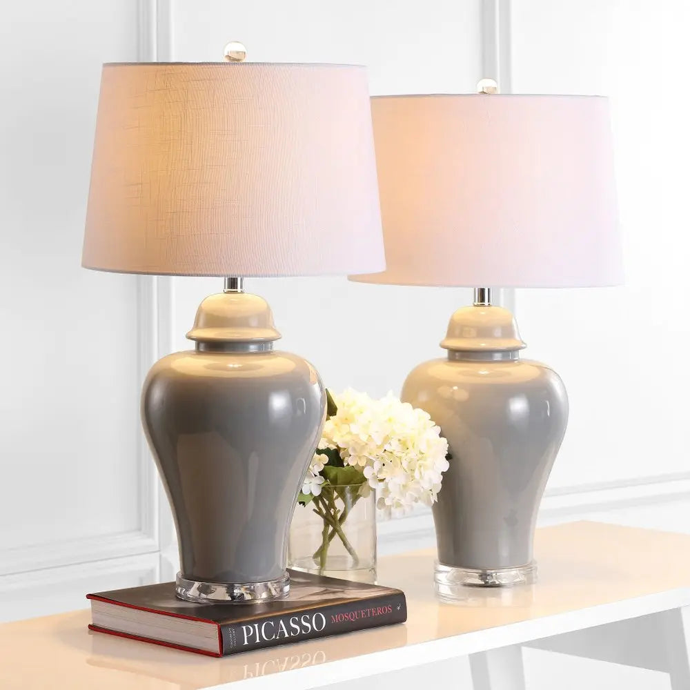 Set of Two 27" Clear Novelty Table Lamps LED With Globe Shades HomeRoots