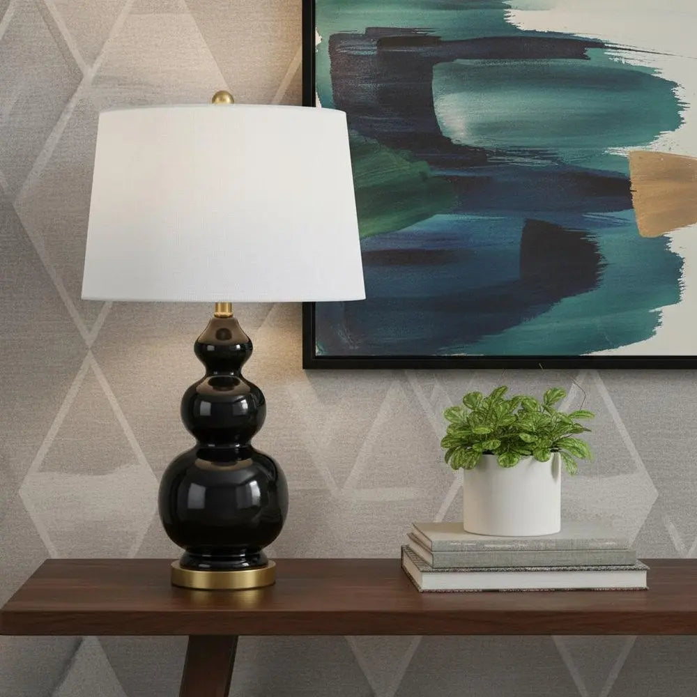 28" Gold Novelty Table Lamp LED With Drum Shade HomeRoots