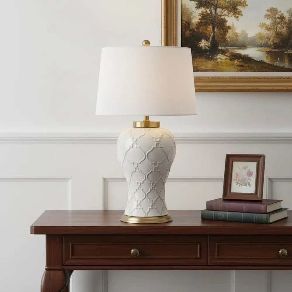 29" Gold Novelty Table Lamp LED With Drum Shade HomeRoots