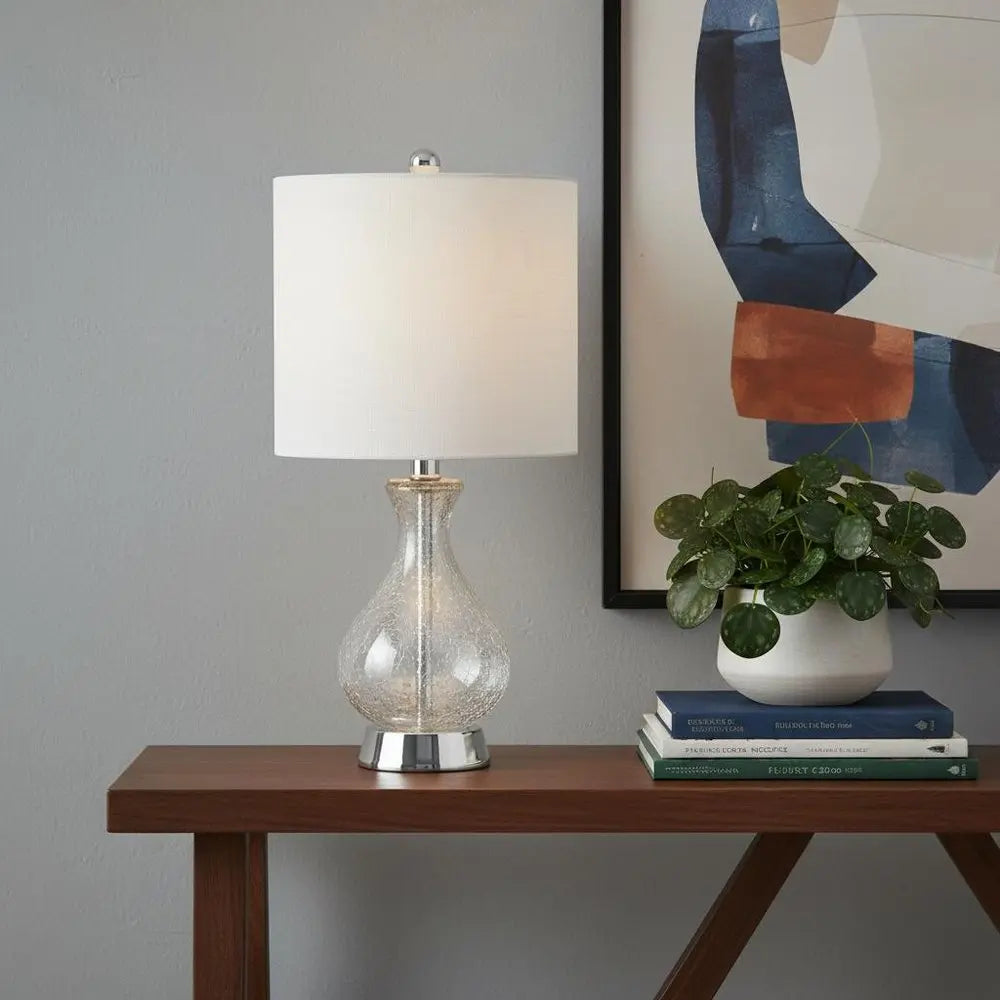 21" Silver Novelty Table Lamp LED With Globe Shade HomeRoots